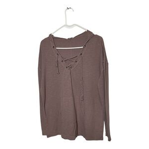 Women's Lace-Up Hoodie - Brown